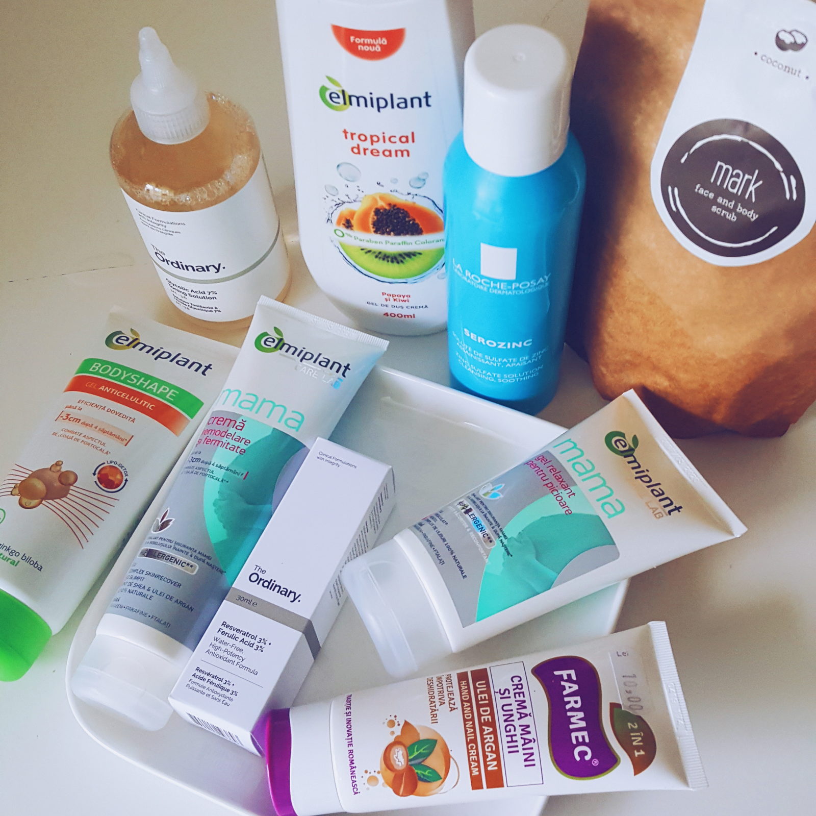 Produse de care îmi era tare dor, produse favorite, produse folosite repetat, pareri cosmetice, elmiplant, elmiplant carelab mama, serozinc,scrub mark, acid glicolic, the ordinary, resveratrol